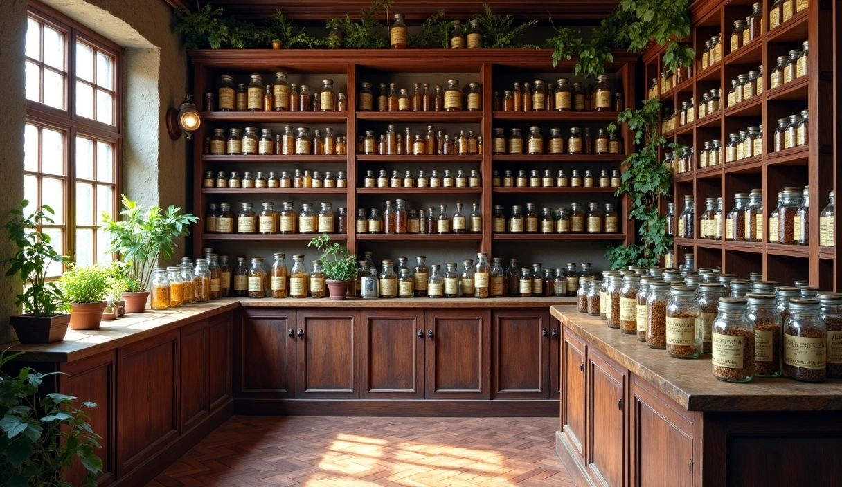 Antica farmacia fiorentina con erbe e prodotti naturali