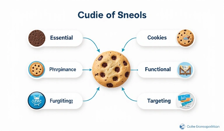 Diagramma che mostra i diversi tipi di cookie e le loro funzioni sul web